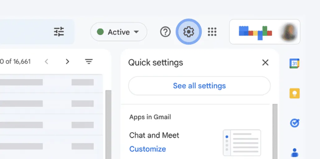 Gmailでの全ての設定画面