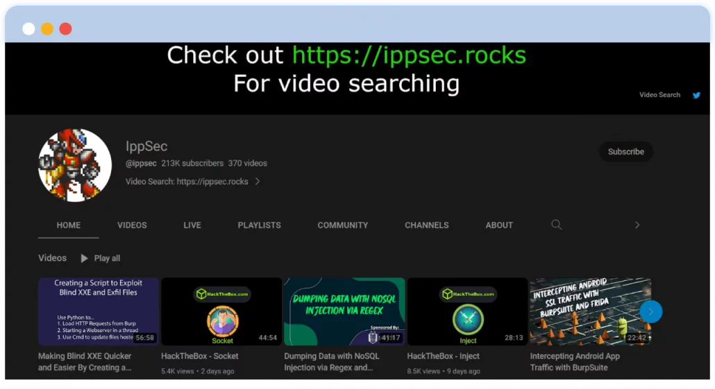 IppSec YouTubeチャンネル