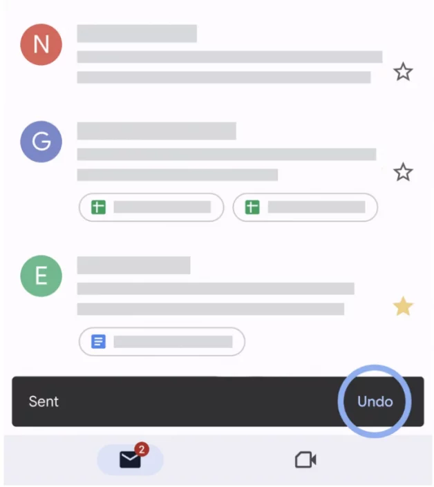 モバイルのGmailでの送信取消