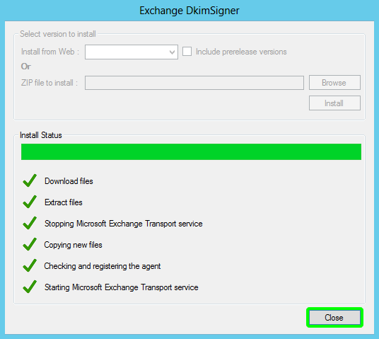 dkim-exchange install finish
