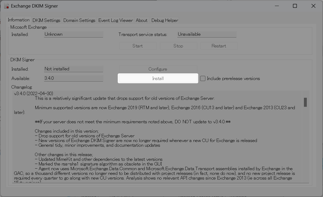 dkim-exchange install