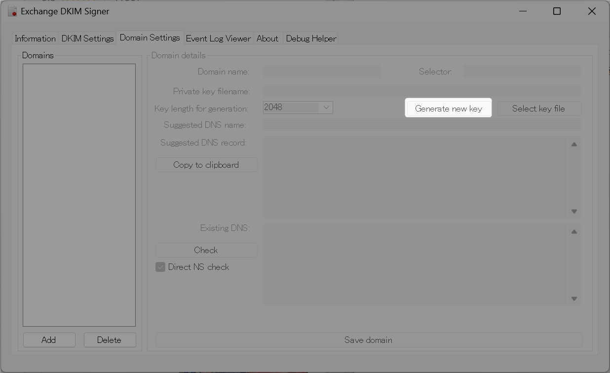 dkim-exchange key generate