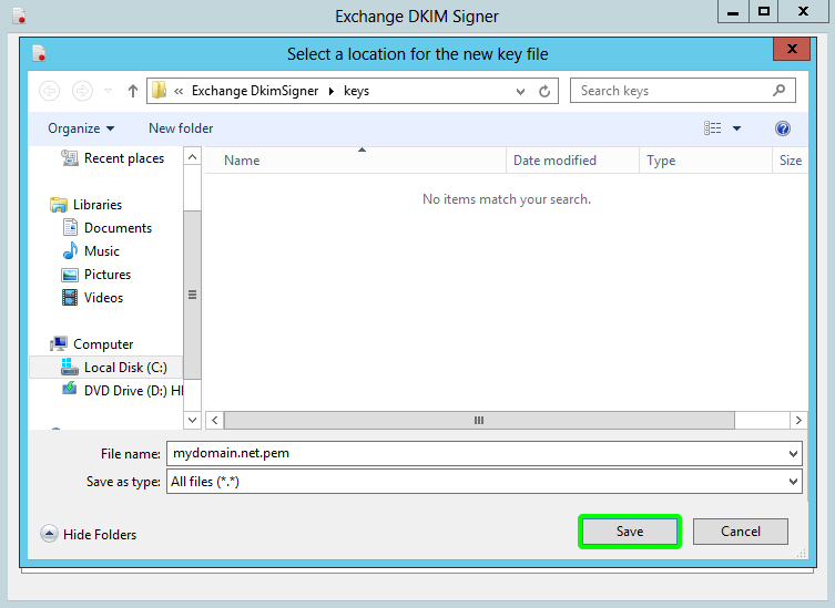 dkim-exchange save key
